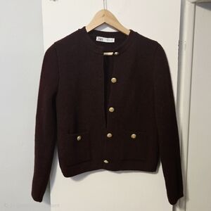 Zara Burgundy Cardigan with Gold Buttons